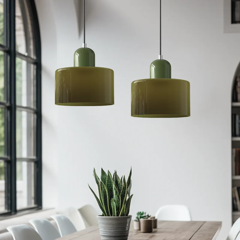 Luminaire Scandinave En Verre Coloré Long