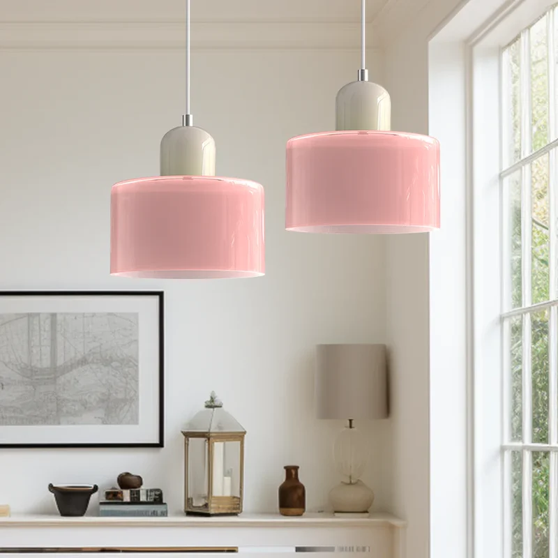 Luminaire Scandinave En Verre Coloré Long