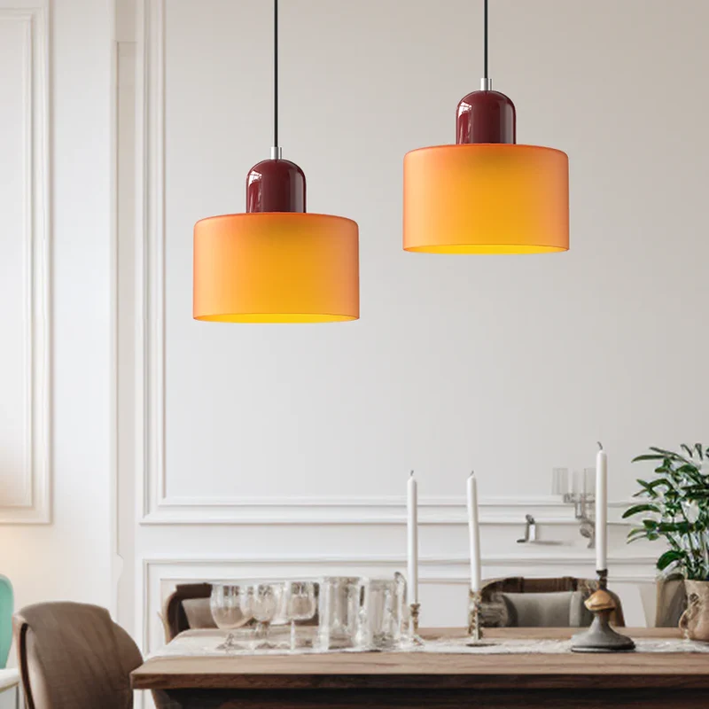 Luminaire Scandinave En Verre Coloré Long