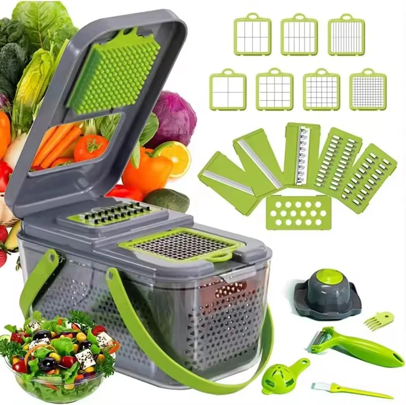 Coupe-Légumes Multifonction 22 en 1 avec Bac Collecteur – L’Assistant Cuisine Complet
