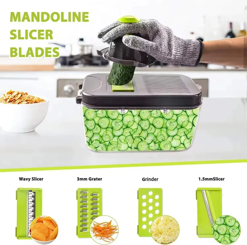 Coupe-Légumes Multifonction 22 en 1 avec Bac Collecteur – L’Assistant Cuisine Complet