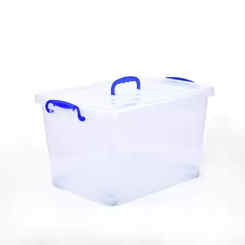 Boîte de Rangement Transparente 74L avec Couvercle et Roulettes - Organisateur Maison Sénégal