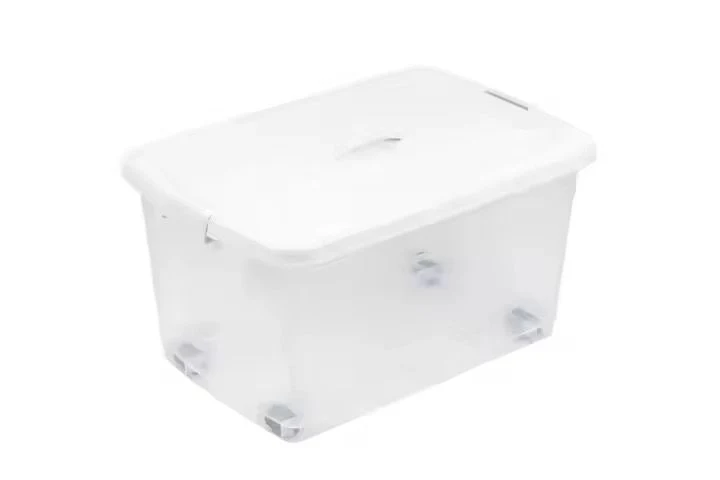 Boîte de Rangement Transparente avec Couvercle et Roulettes 55L - Organisateur Maison Sénégal