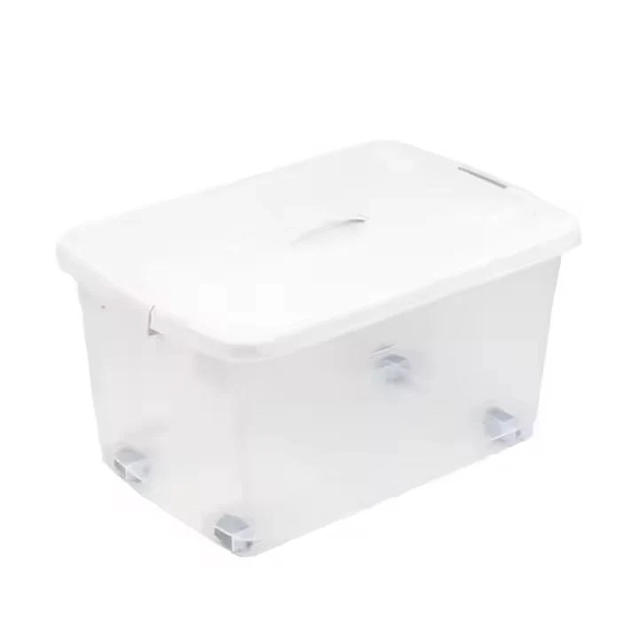 Boîte de Rangement Transparente avec Couvercle et Roulettes 55L - Organisateur Maison Sénégal