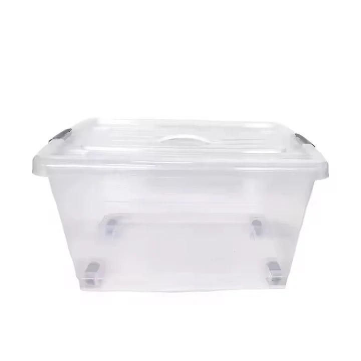 Boîte de Rangement Transparente avec Couvercle et Roulettes 55L - Organisateur Maison Sénégal