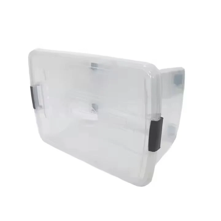 Boîte de Rangement Transparente avec Couvercle et Roulettes 55L - Organisateur Maison Sénégal