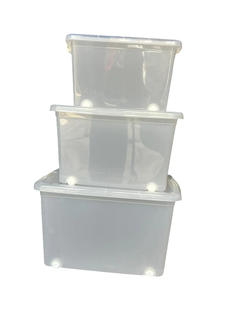 Boîte de Rangement Transparente avec Couvercle et Roulettes 55L - Organisateur Maison Sénégal