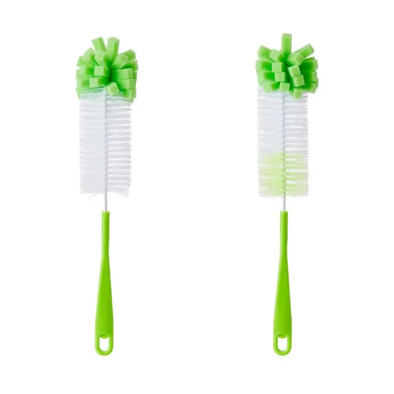 Brosse de nettoyage pour bouteilles et verres – Tête en mousse + poils rigides