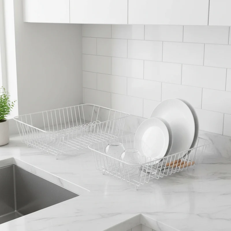 Égouttoir à Vaisselle Premium Blanc 45×32 cm – Rangement Cuisine Familiale | La Boutique Secrète