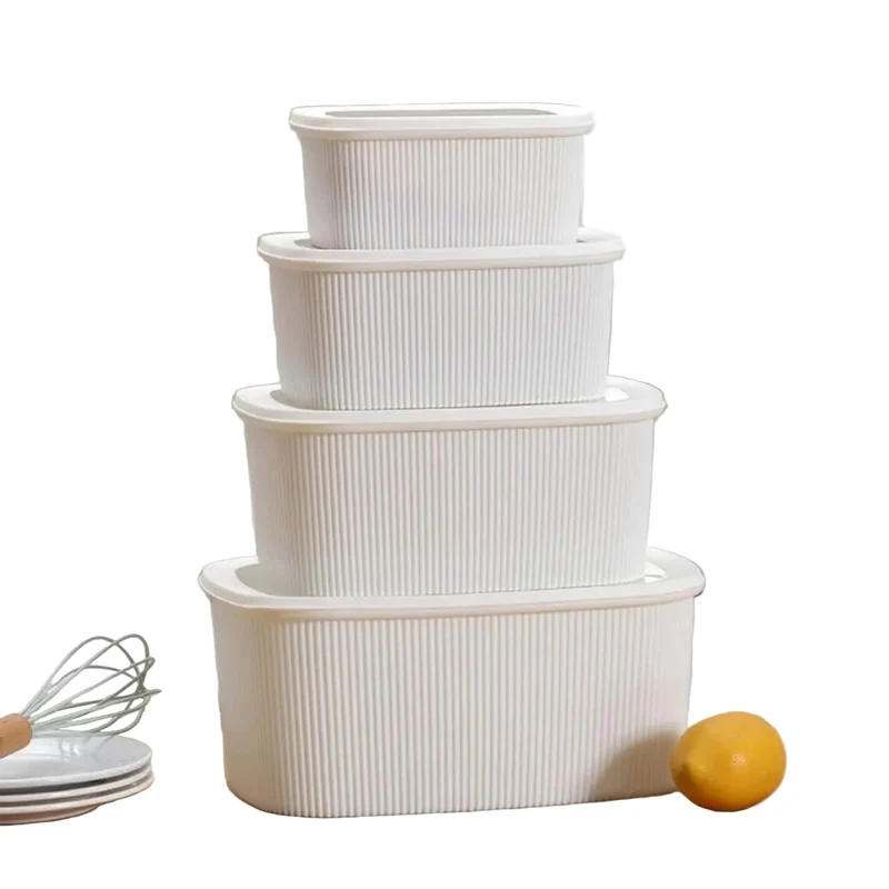 Set 4 Boîtes Rangement Cuisine Hermétiques - 1,2L à 6L - Anti-Odeurs Frigo