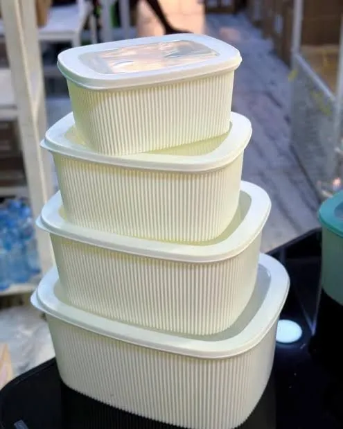 Set 4 Boîtes Rangement Cuisine Hermétiques - 1,2L à 6L - Anti-Odeurs Frigo