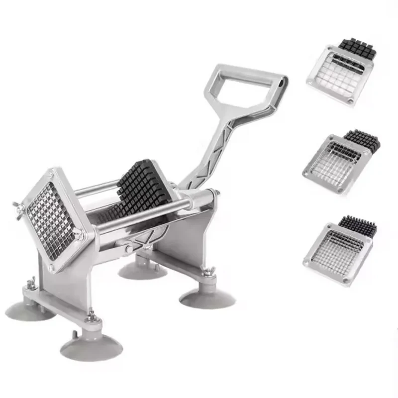 Coupe-Frites Professionnel Acier 3 Lames – 13mm, 9mm, 6mm | Antidérapant Dakar