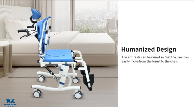 Chaise de transfert médicale multifonction inclinable avec pot intégré – Confort & sécurité