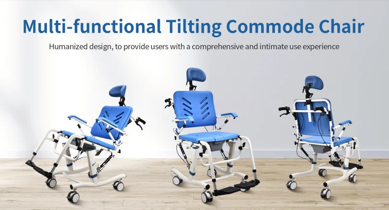 Chaise de transfert médicale multifonction inclinable avec pot intégré – Confort & sécurité