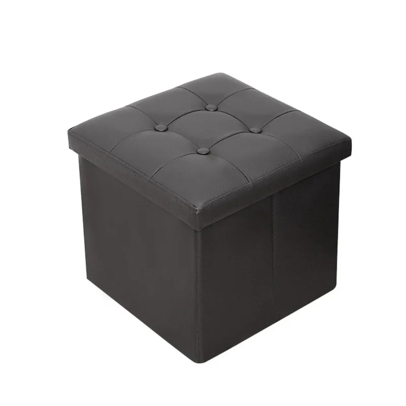 Pouf Pliant Rangement Simili Cuir avec Coffre de Stockage