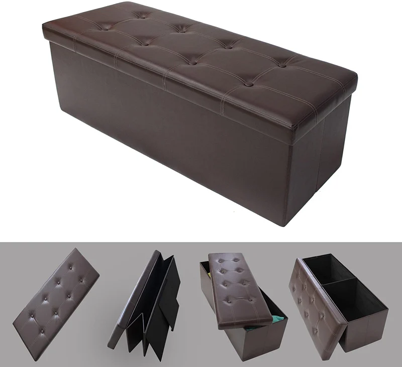Pouf Pliant avec Rangement Simili Cuir Premium – Coffre de Stockage Élégant – Livraison Dakar