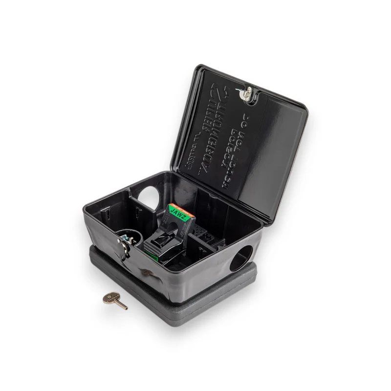 Station d'Appâtage Inviolable JT Eaton 912-BK Super Strongbox – Acier Thermolaqué Noir, Pavé Inclus