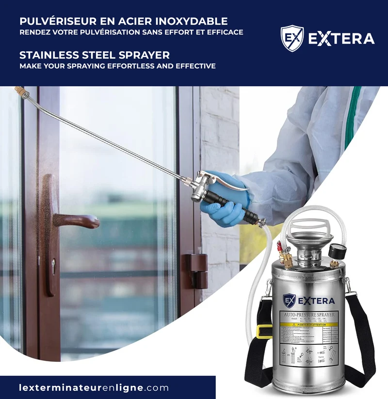Pulvérisateur à pression en acier inoxydable EXTERA | Résistant aux produits chimiques