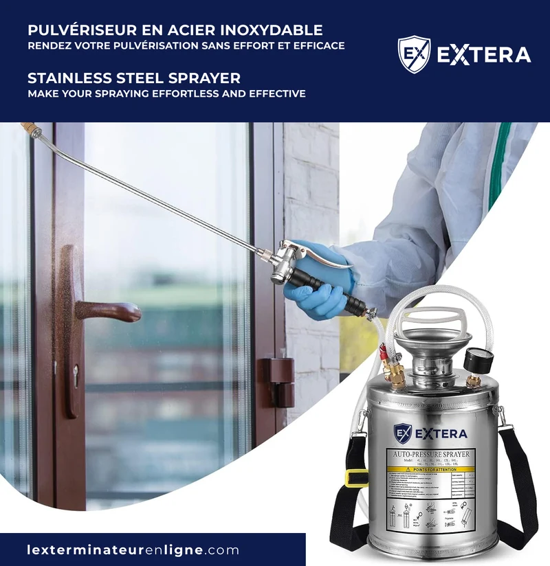 Pulvérisateur à pression en acier inoxydable EXTERA | Résistant aux produits chimiques
