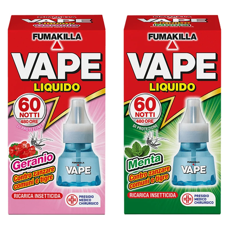 Antizanzare Liquido Ricarica 60 Notti - Geranio/Menta Vape | Per Uso Agricolo Professionale