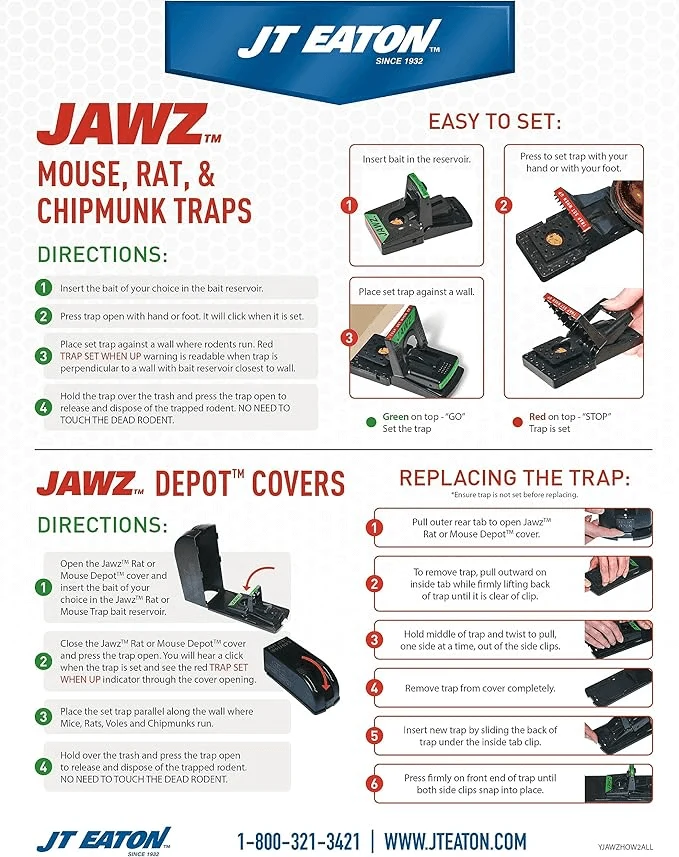 JT Eaton Jawz Mouse Depot Couverture pour Pièges à Souris