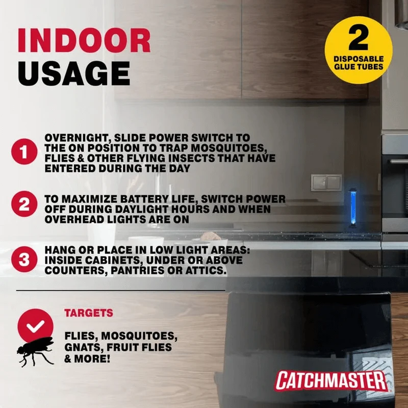 CATCHMASTER GLOSTICK, Piège à Mouches Intérieur et Extérieur