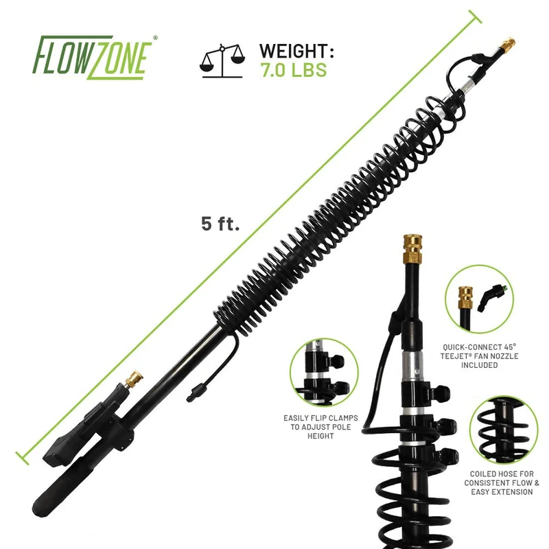 Perche télescopique 16 pieds extensible Flowzone avec ensemble de buses à 45°