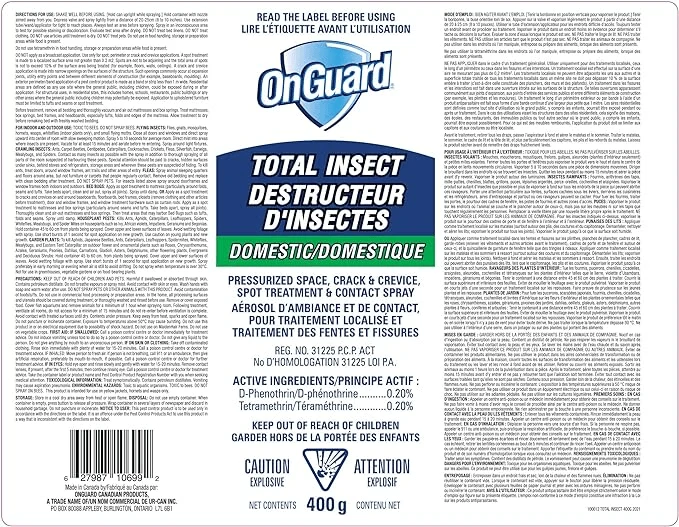 ONGUARD, Pulvérisateur insecticide Total Insectes 400G