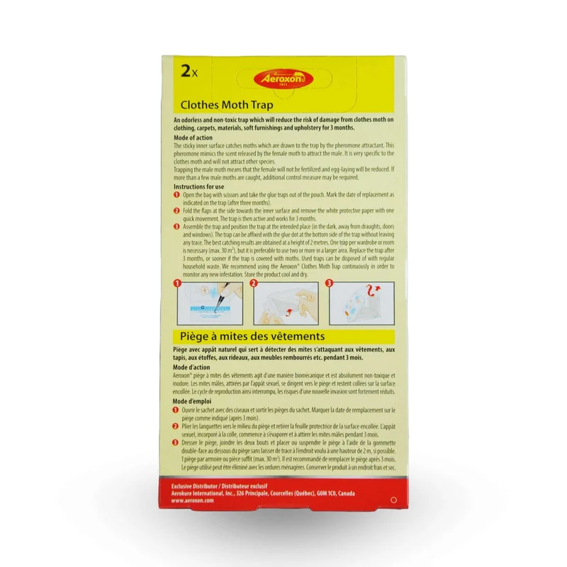 AEROXON Piège à Mites Vêtements & Garde-Robe | Non-Toxique (2 Pièges)
