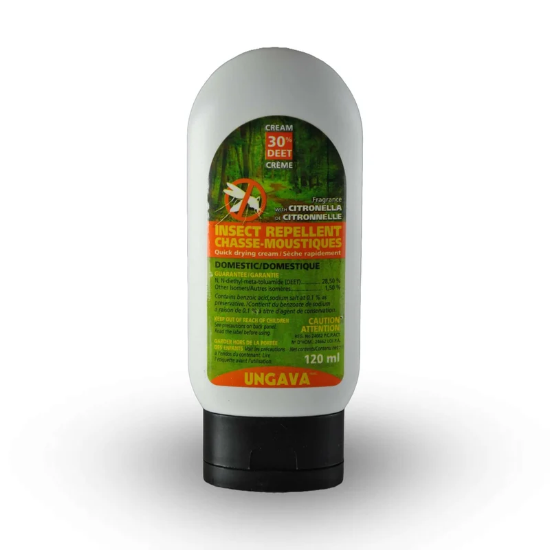 UNGAVA, Crème Chasse-Moustique avec Fragance de Citronnelle 120ml 30% DEET