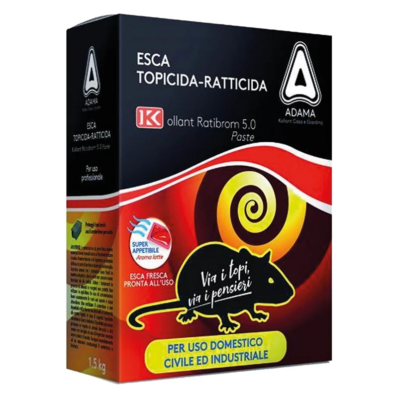 Esca Topicida 'Ratibrom' Gr. 1500 - Cf. 3 Buste (500 Gr.) Kollant | Per Uso Agricolo Professionale