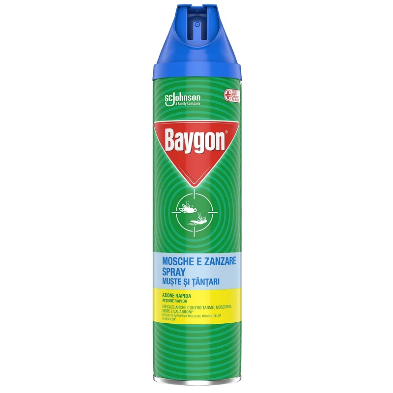 Insetticida Spray Mosche E Zanzare Baygon | Azione Rapida | Uso Ambienti Interni | 400 Ml