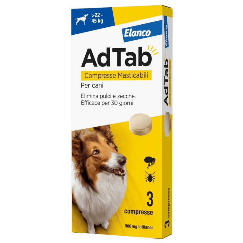 Compresse Antiparassitarie Elanco AdTab Per Cani 22 – 45 kg | Protezione Completa Da Pulci E Zecche