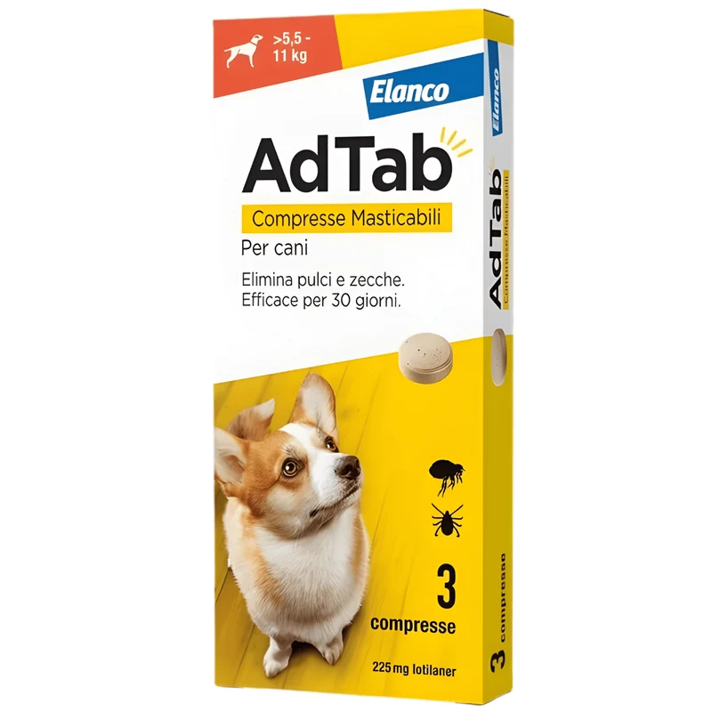Compresse Antiparassitarie Elanco AdTab Per Cani 5,5 – 11 kg | Protezione Completa Da Pulci E Zecche