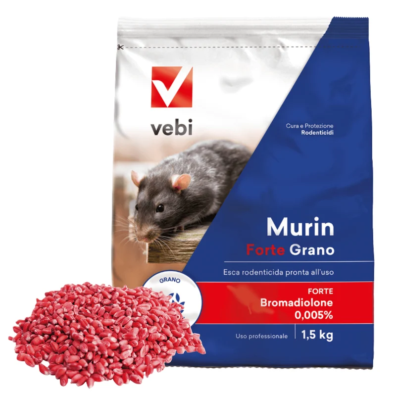 Esca Rodenticida Vebi Murin Forte Grano Professionale | Bromadiolone 0,005% | Controllo Topi E Ratti