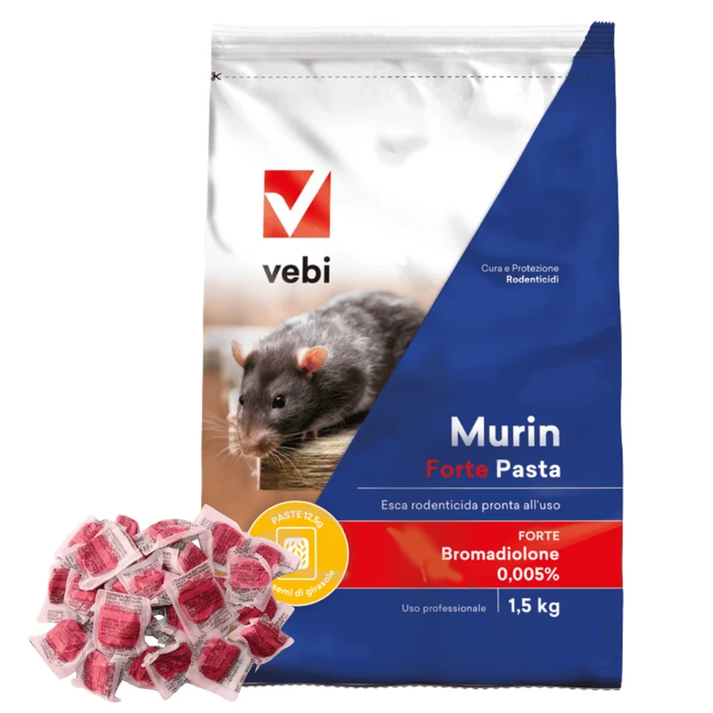 Vebi Murin Forte Pasta Esca Rodenticida Professionale | Brodifacoum | Contro Topi E Ratti | 500 g – 1,5 kg