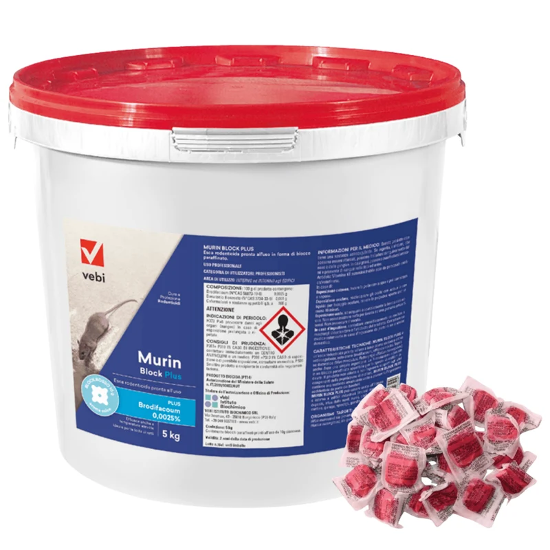 Vebi Murin Forte Pasta Professionale 5 Kg | Esca Rodenticida In Pasta Con Bromadiolone | Uso Agricolo