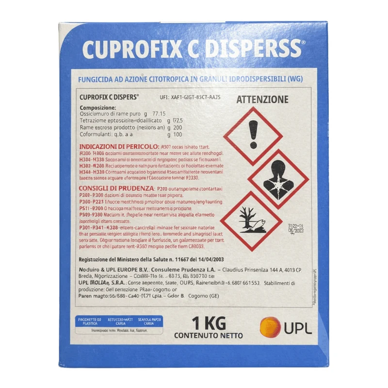 Cuprofix C Disperss Fungicida Sistemico E Di Contatto | Rame 20% + Cymoxanil 4% WG 1 Kg
