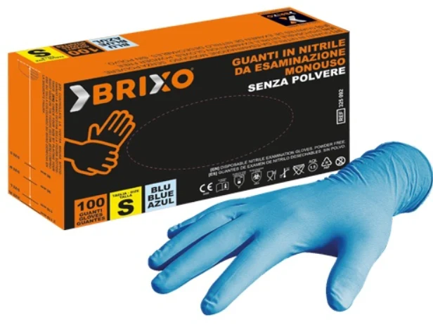 Guanti Monouso In Nitrile Brixo Senza Polvere | Confezione Da 100 Pezzi | Uso Professionale E Domestico
