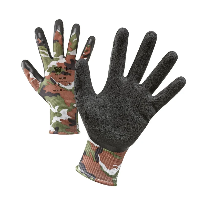 Guanti Mimetici Neri NERI Mod. 480 | Protezione Antigraffio E Comfort Professionale Per Lavori Agricoli