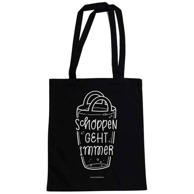 Tote Bag en Jute 'S(c)hoppen geht immer' - Noir