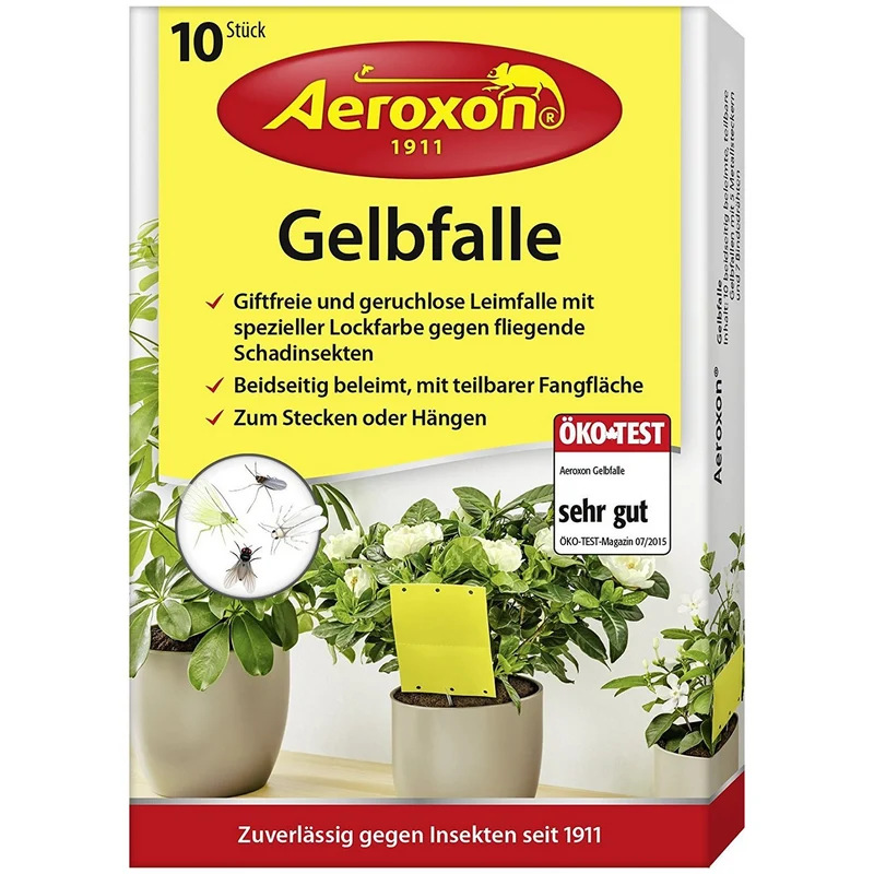 Aeroxon Piège Jaune Collant Anti-Insectes Volants (10 pièges)