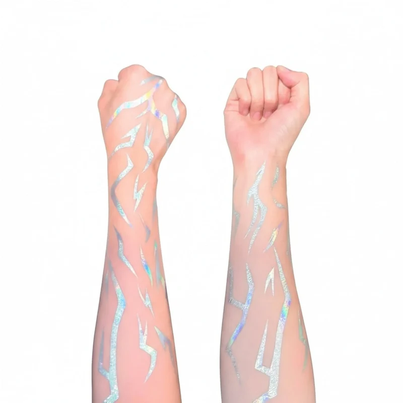 Halloween Temporary Washable Holographic Lightning Tattoos for Body and Face