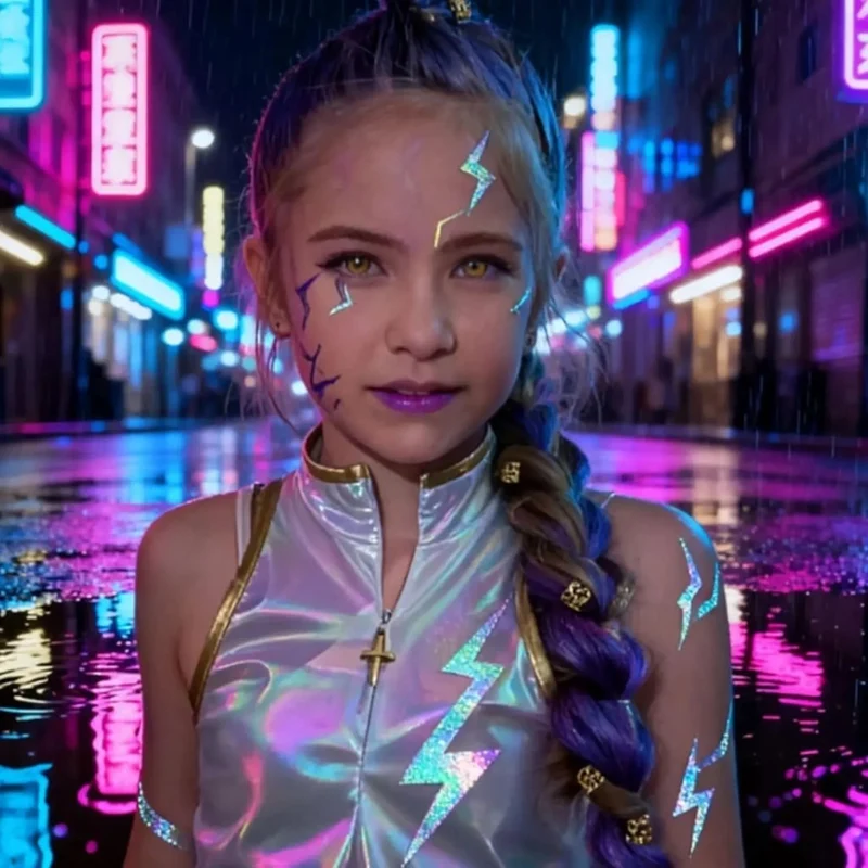 Halloween Temporary Washable Holographic Lightning Tattoos for Body and Face