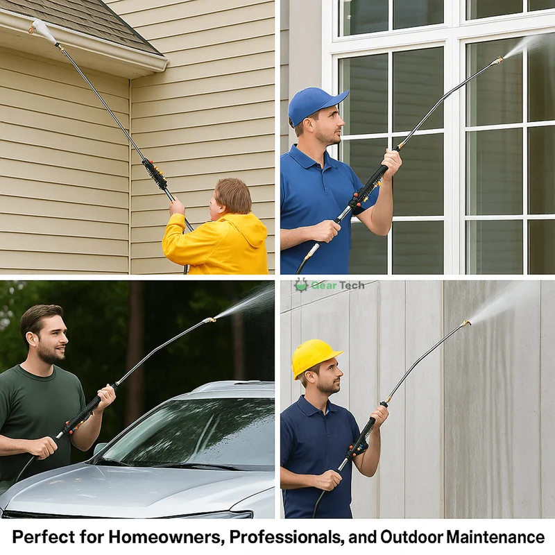 Window Cleaners and Home Steam Cleaner with Telescopic High-Pressure Lance and 5 Nozzles