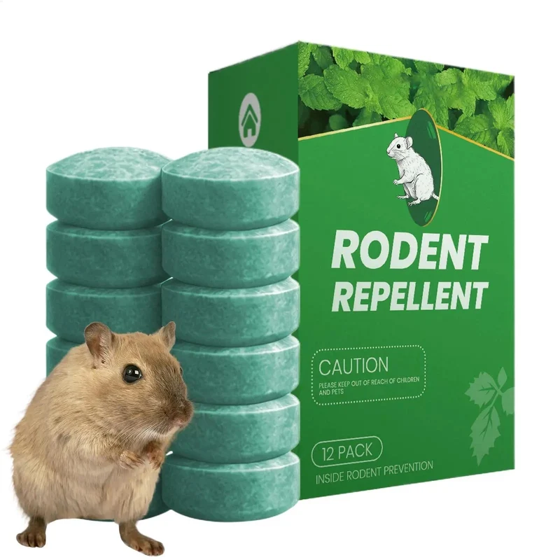 Peppermint Oil Mouse Repellent Tablets with Natural Rodent Deterrent Pet Safe 12 Pack
