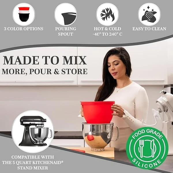 5 Quart Mixing Bowl Liner with Lid for Stand Mixer