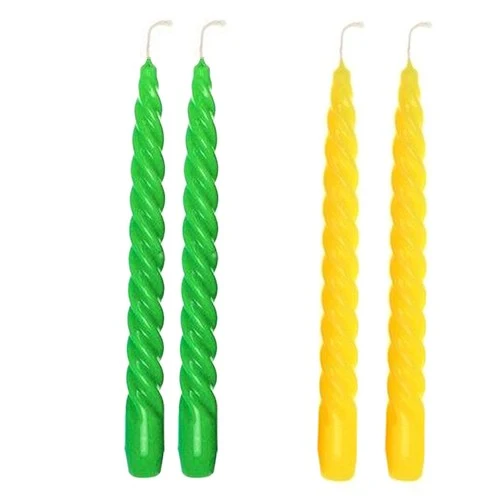 SET 4 CANDELE CERA TORCIGLIONE LUNGHE 24 CM COLORATE FESTIVITÀ DECORAZIONI CASA