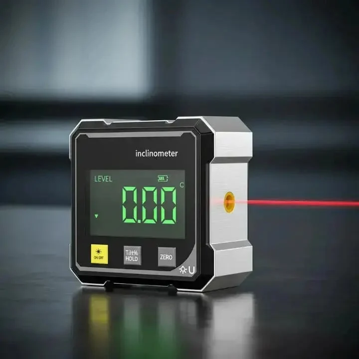 Digital Angle Measuring Tool with Laser, Magnetic Base and LCD Display