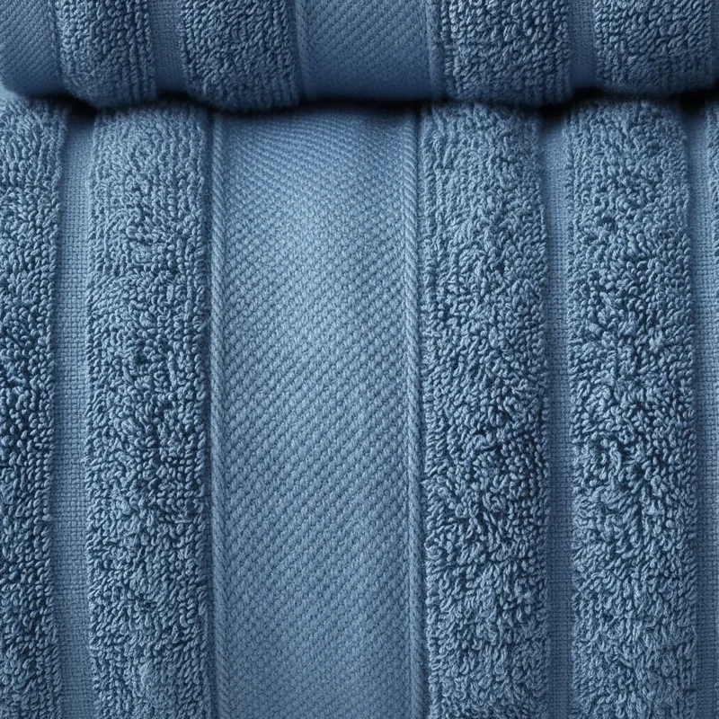 Cotton Towels Set of 3 Terry Towels with Stripes and Soft Texture Towel Sets